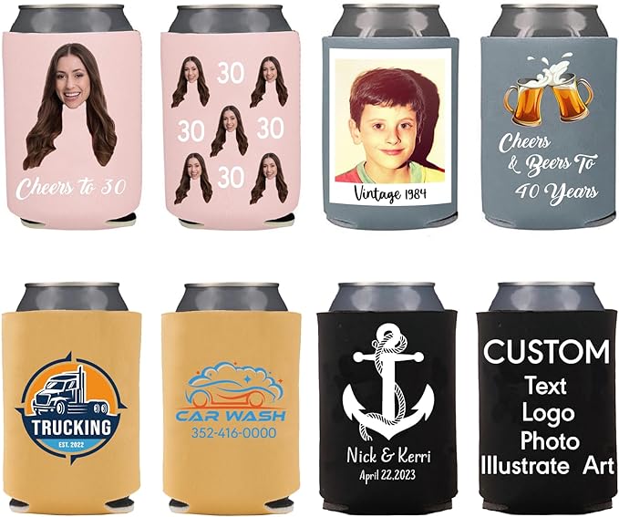 Personalized Can Coolers Set of 30 with Your Text Logo or Image Wedding Favors - Image 2